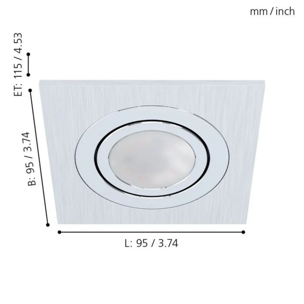 EGLO LED Inbouw set 3-L AREITIO 4-kant Kantelbaar aluminium