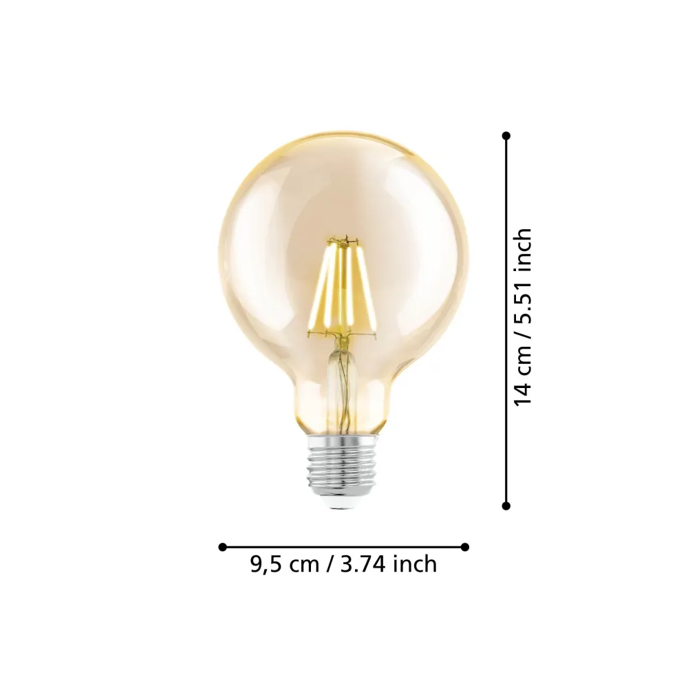Lichtbron AMBER E27 G95 350LM 2200K