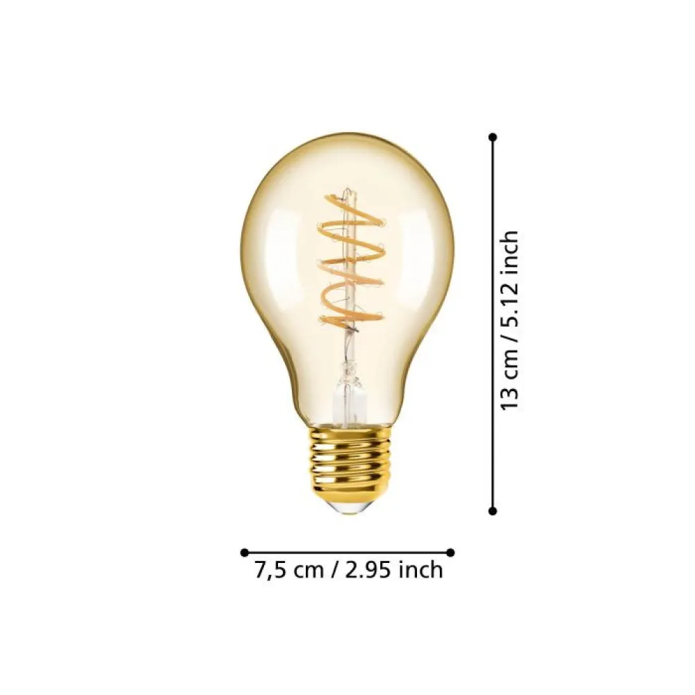 Lichtbron AMBER SPIRAAL E27 A75 245LM 2000K DIMBAAR
