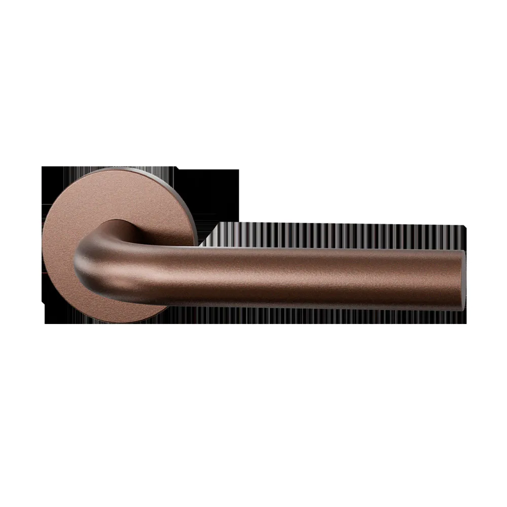 Deurkrukset Entree L-model op rond rozet Ø53mm Bronze blend