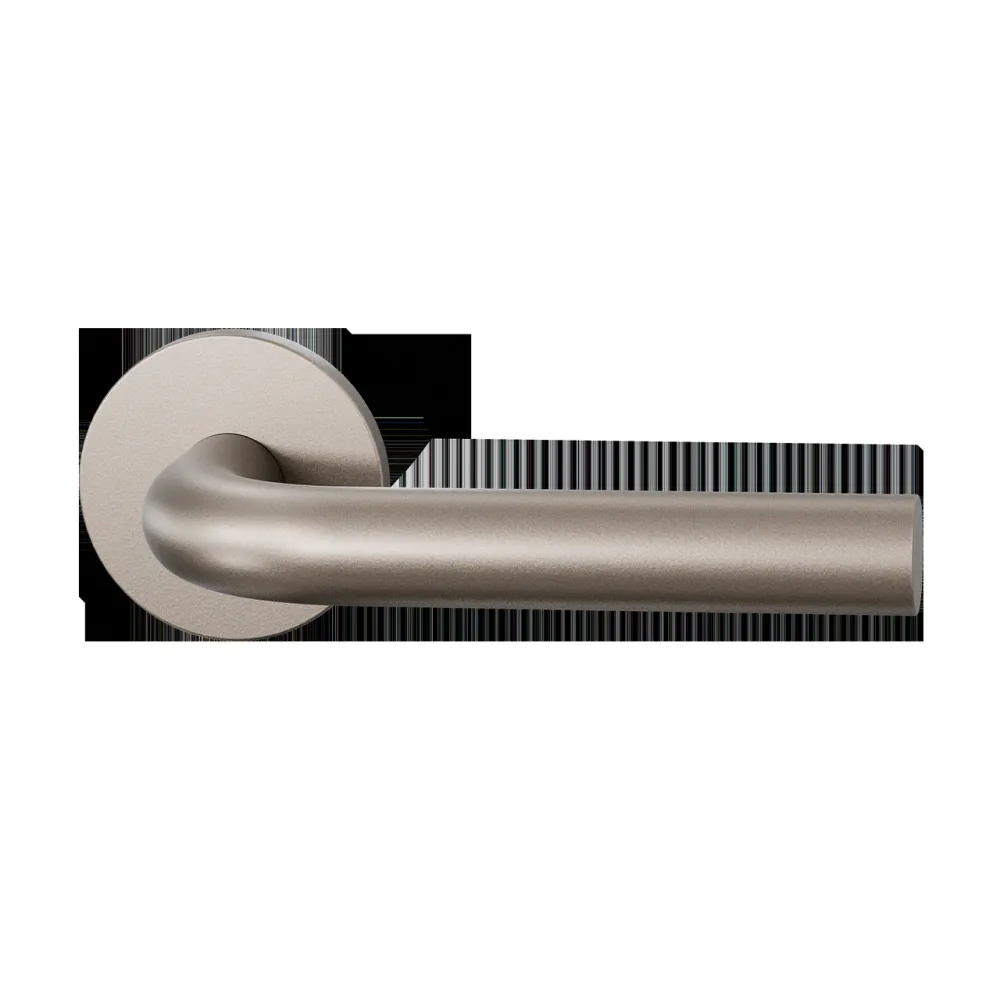 Deurkrukset Entree L-model op rond rozet Ø53mm Mocca blend