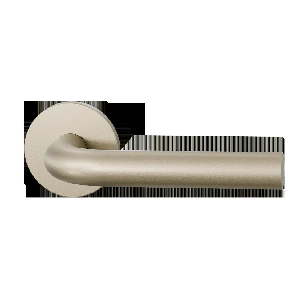 Deurkrukset Entree L-model op rond rozet Ø53mm Champagne blend