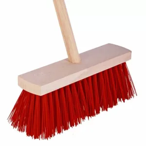 Bezem kunststof rood incl. steel 35 cm