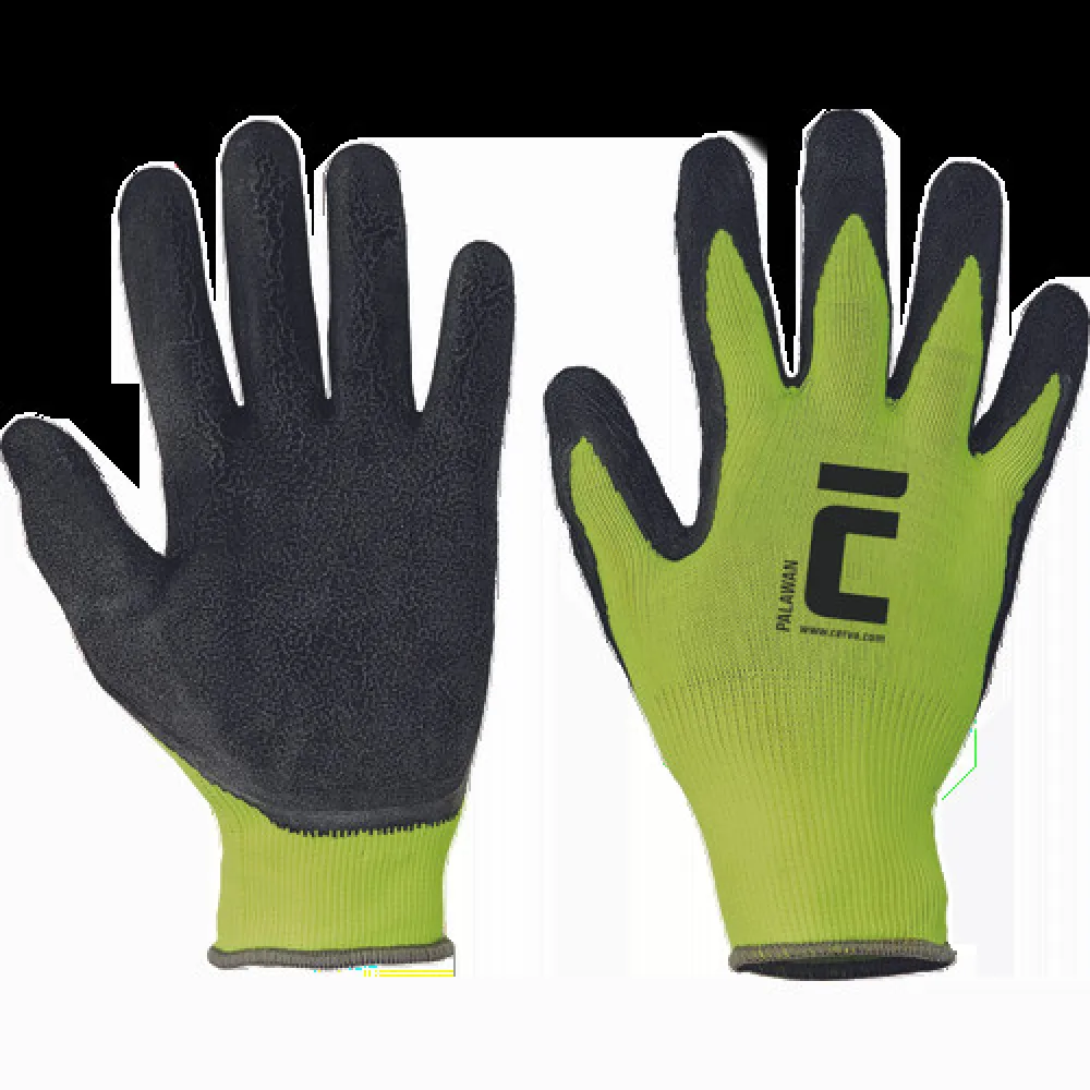 Werkhandschoen palawan fluor geel nylon/latex